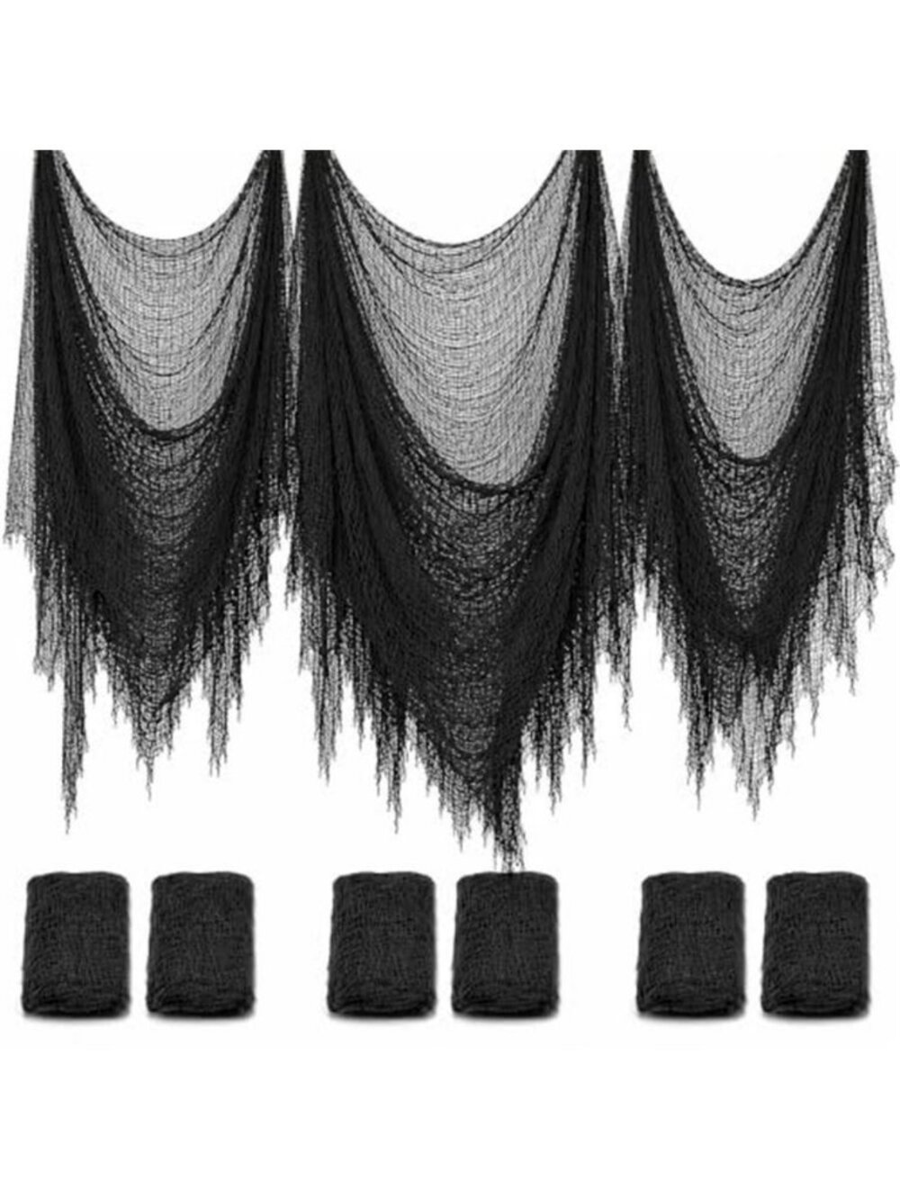 6 Pack Black Halloween Creepy Cloth, 30 x 72 Inch - Yobbai